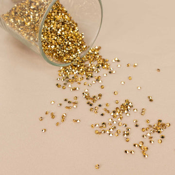 14400 Pcs Gold Rhinestones Wedding Table Scatters, Faux Diamond Gems Vase Fillers - 3mm