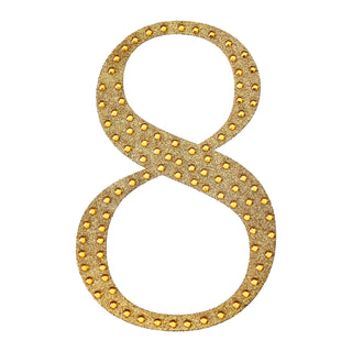 Glittery number 8 with lights on a white background