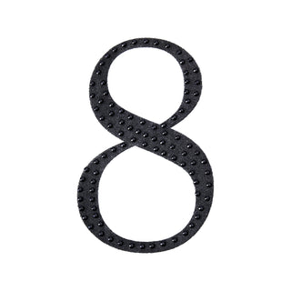 Black number 8 with textured dots on white background
