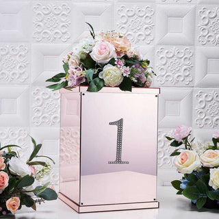 Rose gold floral arrangement box with number one decoration.