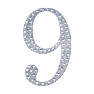 Glitter silver number 9 cutout with holes for decoration