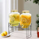 2 Pack Clear Dual Gallon Glass Jars Dispenser With Gold Metal Lids, Juice Beverage Stand With Spigot