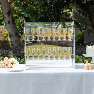 Elegant Silver Mirror Finish 2-Tier Champagne Glass Holder Elegant Silver Mirror Finish 2-Tier Champagne Glass Holder