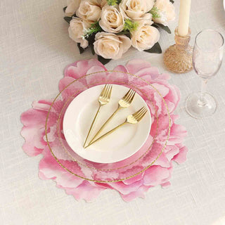 Experience Effortless Elegance with Pink Peony Flower Disposable Table Mats Experience Effortless Elegance with Pink Peony Flower Disposable Table Mats