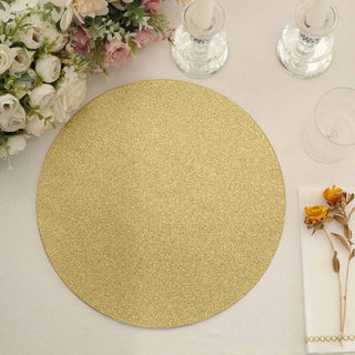 Add Sparkle to Your Dining Experience with Gold Glitter Round Disposable Dining Placemats