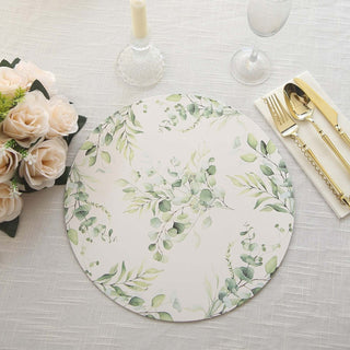 White Green Eucalyptus Leaves Print Disposable Placemats White Green Eucalyptus Leaves Print Disposable Placemats