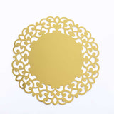 6 Pack Metallic Gold Laser Cut Disposable Dining Table Mats with Floral Rim#whtbkgd