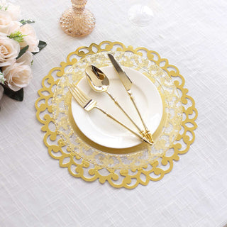 Beautiful Metallic Gold Floral Rim Placemats