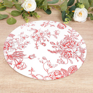 Matte Red and White French Toile Disposable Placemats Matte Red and White French Toile Disposable Placemats