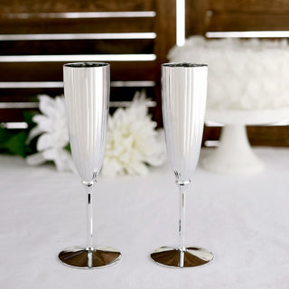 Elegant Silver 5oz Plastic Champagne Flutes for Unforgettable Celebrations Elegant Silver 5oz Plastic Champagne Flutes for Unforgettable Celebrations