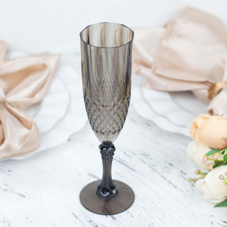 Celebrate in Style with Black Crystal Cut Reusable Flute Glasses Celebrate in Style with Black Crystal Cut Reusable Flute Glasses