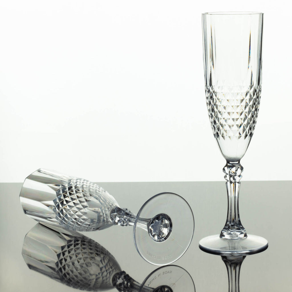 Plastic Champagne Flutes - 48 Pcs Disposable Fancy Crystal Cut Clear  Champagne Glasses - 8 oz Unbrea…See more Plastic Champagne Flutes - 48 Pcs