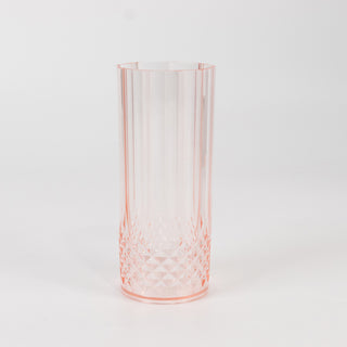 <strong>Transparent Blush Crystal Cut Reusable Plastic Highball Glasses</strong> <strong>Transparent Blush Crystal Cut Reusable Plastic Highball Glasses</strong>