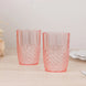 6 Pack Transparent Blush Reusable Plastic Tumbler Glasses in Crystal Cut Style, 16oz Shatterproof