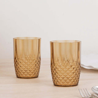 <strong>Amber Gold Crystal Cut Reusable Plastic All-Purpose Cups - Set of 6</strong> <strong>Amber Gold Crystal Cut Reusable Plastic All-Purpose Cups - Set of 6</strong>