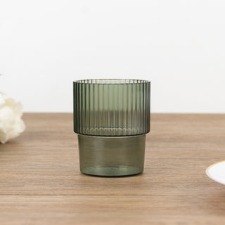 <strong>Stunning Hunter Emerald Green Stackable Ribbed Tumblers</strong> <strong>Stunning Hunter Emerald Green Stackable Ribbed Tumblers</strong>