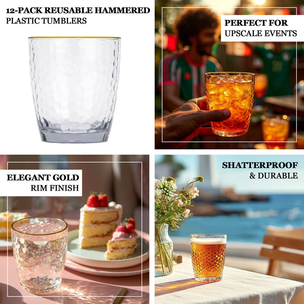 Plastic Tumblers 14oz Clear w/ Gold Rim