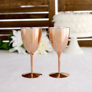 Elegant Rose Gold Plastic Wine Glasses for Your Special Occasions