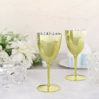 Elegant Gold 8oz Plastic Wine Glasses for Your Special Occasions Elegant Gold 8oz Plastic Wine Glasses for Your Special Occasions