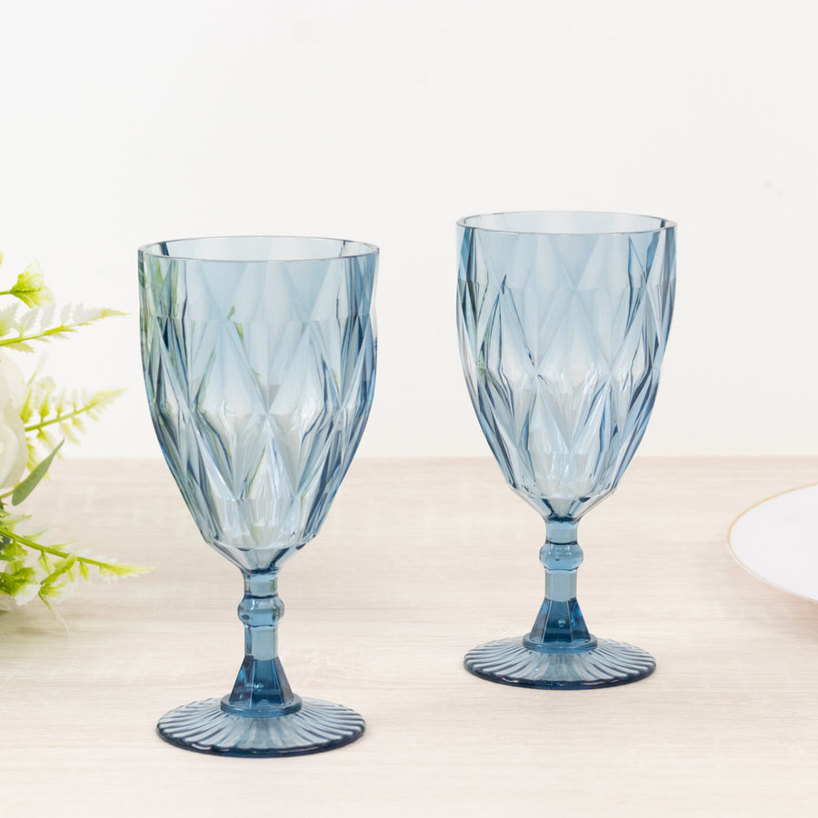 Blue crystal goblets set of two on white background