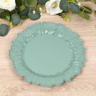 Stylish Dusty Sage Green Reef Design Plastic Dinner Plates Stylish Dusty Sage Green Reef Design Plastic Dinner Plates
