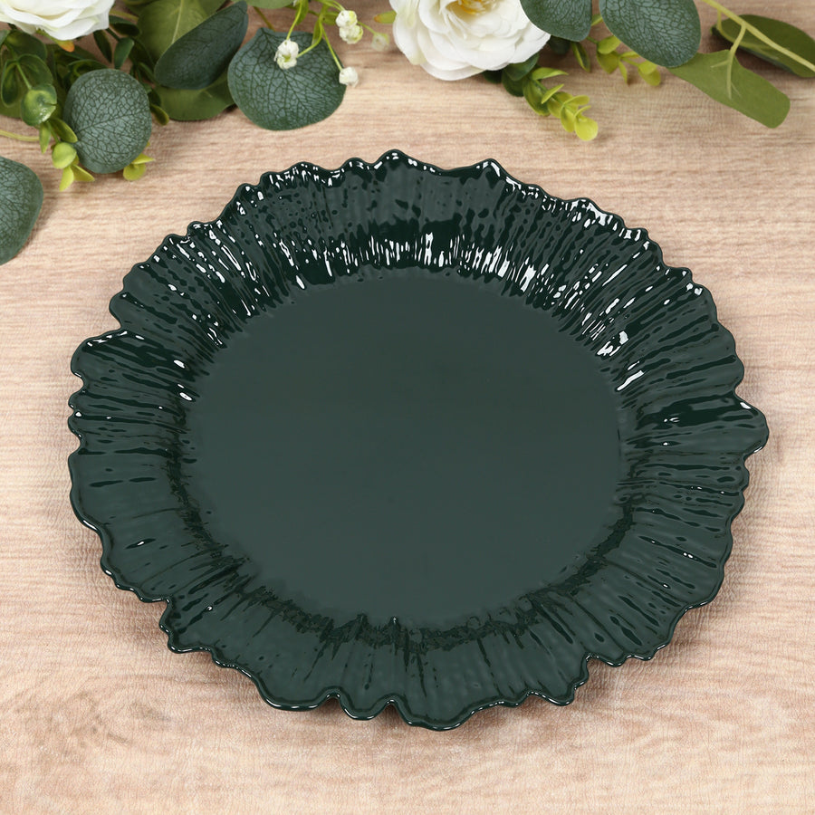 20-Pack 10" Plastic Dinner Plates – Hunter Emerald Green Reef Design Party Plates – Elegant