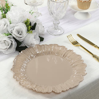 Stylish Taupe Reef Design Plastic Dinner Plates Stylish Taupe Reef Design Plastic Dinner Plates