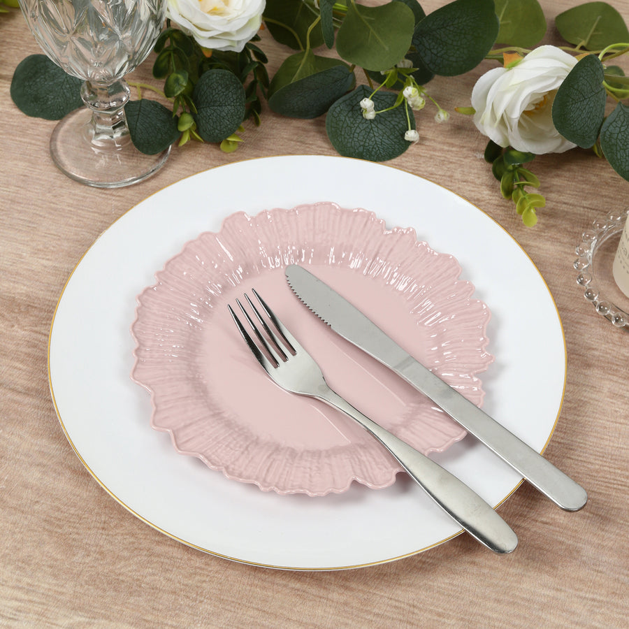 20-Pack 7" Plastic Dessert Plates – Blush Reef Design Appetizer Salad Party Plates