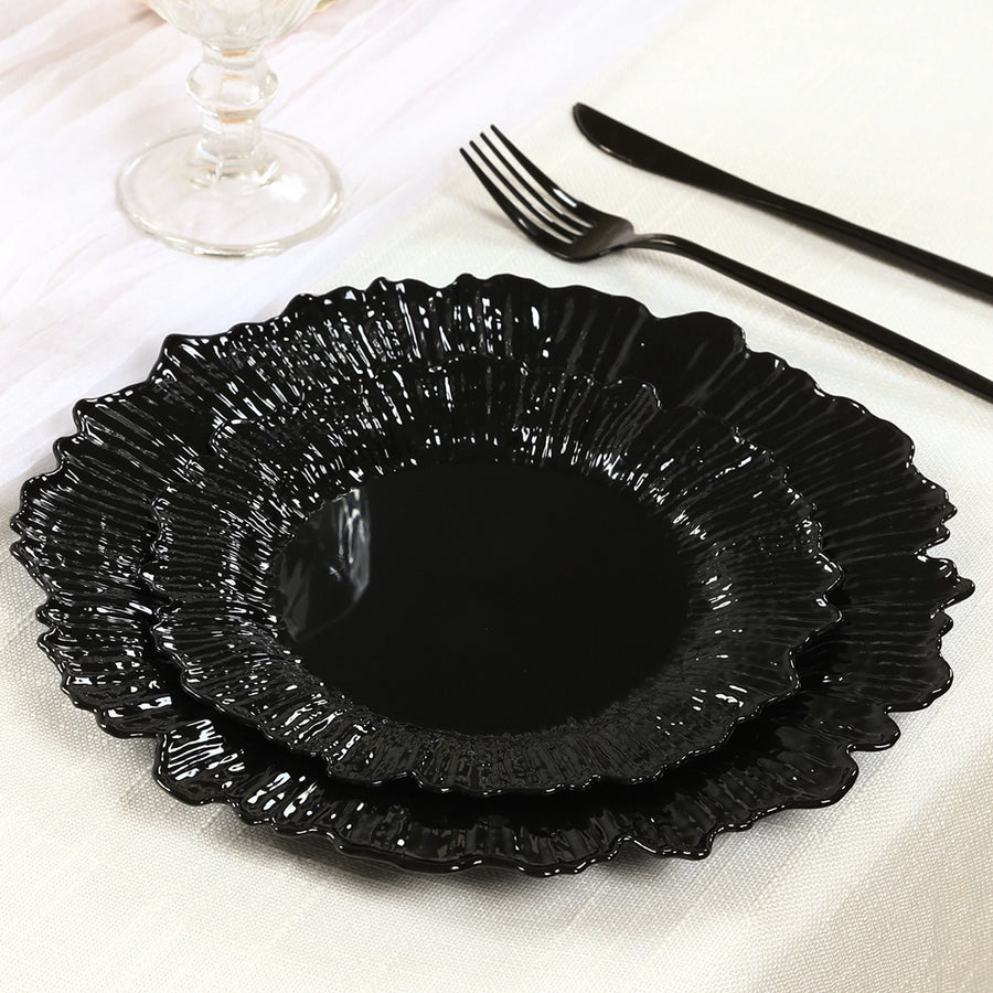 20-Pack 7inch Plastic Dessert Plates – Black Reef Design Appetizer Salad Party Plates
