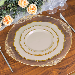 Convenience Meets Style with Taupe Gold Plastic Dinner Plates