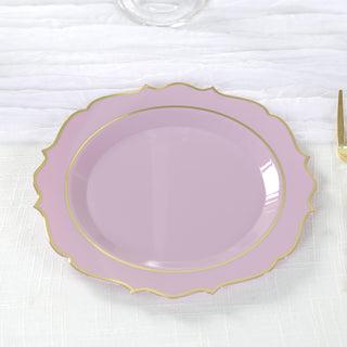 <strong>Classic 8" Lavender Lilac Gold Scalloped Rim Salad Plates</strong> <strong>Classic 8" Lavender Lilac Gold Scalloped Rim Salad Plates</strong>