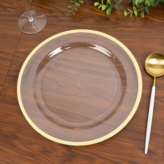 Gold Rim Clear Plastic Dinner Plates for Effortless Dining Gold Rim Clear Plastic Dinner Plates for Effortless Dining