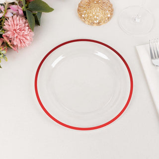 Elegant Red Rimmed Disposable Salad Plates Elegant Red Rimmed Disposable Salad Plates