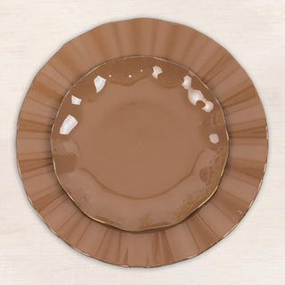 Elegant Coffee Brown Dessert Plates with Gold Edging Elegant Coffee Brown Dessert Plates with Gold Edging