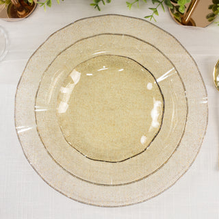 Elegant three-layered glass plates with a gold border.