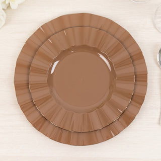 Elegant Coffee Brown 9" Dinner Plates with Gold Edging Elegant Coffee Brown 9" Dinner Plates with Gold Edging