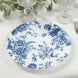 10-Pack French Toile Plastic Party Plates – Blue & White Floral, 10" Round Disposable Dinner Plates