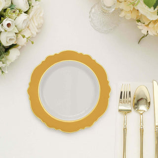 Elegant Gold and White Disposable Salad Appetizer Plates Elegant Gold and White Disposable Salad Appetizer Plates