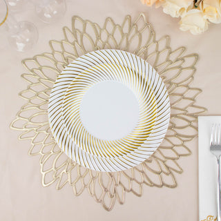 Elegant Clear and Gold Swirl Rim Disposable Salad Plates