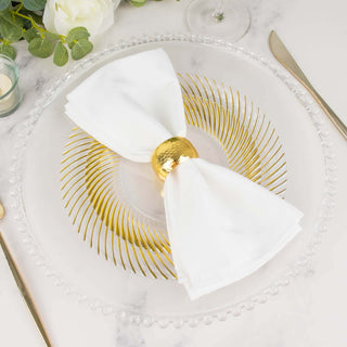 Upgrade Your Table Settings with Clear and Gold Swirl Rim Disposable Dinner Plates Upgrade Your Table Settings with Clear and Gold Swirl Rim Disposable Dinner Plates
