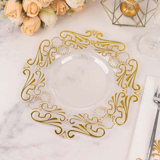 Elegant Clear Gold European Style Disposable Salad Plates Elegant Clear Gold European Style Disposable Salad Plates