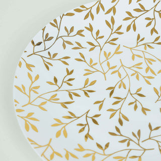 <strong>Convenience Meets Style With White Gold Leaf Design Round Plastic Salad Plates</strong> <strong>Convenience Meets Style With White Gold Leaf Design Round Plastic Salad Plates</strong>