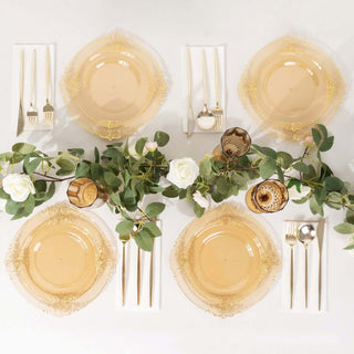 Create a Luxurious Table Setting with Transparent Amber Disposable Tableware Create a Luxurious Table Setting with Transparent Amber Disposable Tableware