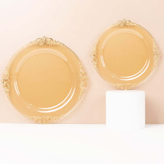 Elegant Transparent Amber Plastic Salad Plates for Stylish Event Decor Elegant Transparent Amber Plastic Salad Plates for Stylish Event Decor