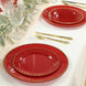10-Pack Red Plastic Dessert Plates – Round with Gold Beaded Rim, Disposable for Parties & Events