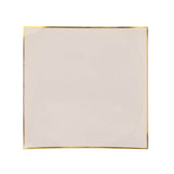 10 Pack | 10inch Taupe / Gold Concave Modern Square Plastic Dinner Disposable Party Plates#whtbkgd