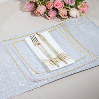 Convenient and Chic Clear/Gold Hard Plastic Appetizer Plates Convenient and Chic Clear/Gold Hard Plastic Appetizer Plates