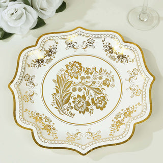 <strong>Timeless Elegance with White Gold Damask Floral Dinner Plates</strong> <strong>Timeless Elegance with White Gold Damask Floral Dinner Plates</strong>