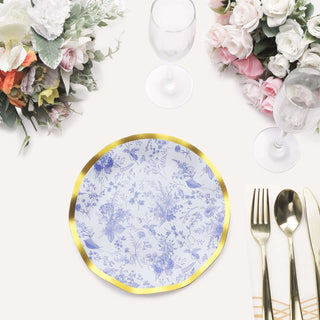 Elevate Your Event with White/Blue French Toile Disposable Salad Plates Elevate Your Event with White/Blue French Toile Disposable Salad Plates