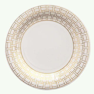 Elegant white plate with gold geometric pattern
